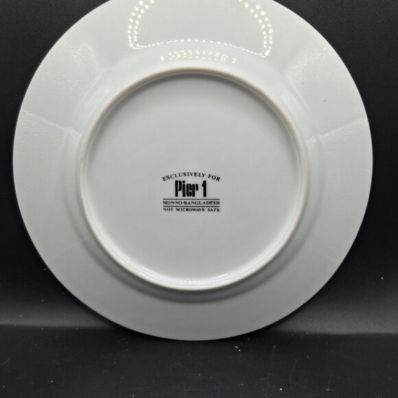 Pier 1 Vintage Ceramic Bread/Desert Plate Set of 4 Leaf Design Monno Bangladesh - Picture 5 of 7